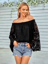 Load image into Gallery viewer, Applique Flounce Sleeve Off-Shoulder Blouse
