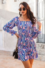 Load image into Gallery viewer, Abstract Print Square Neck Smocked Dress
