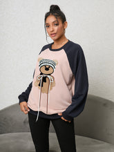 Load image into Gallery viewer, Bear Graphic Raglan Sleeve Sweatshirt
