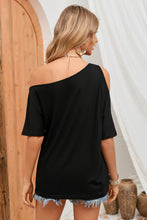 Load image into Gallery viewer, Asymmetrical Neck Cold-Shoulder Half Sleeve Blouse
