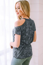 Load image into Gallery viewer, Acid Wash Cold-Shoulder T-Shirt
