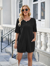 Load image into Gallery viewer, Backless Pocketed Round Neck Half Sleeve Romper
