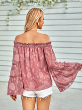 Load image into Gallery viewer, Applique Flounce Sleeve Off-Shoulder Blouse
