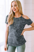 Load image into Gallery viewer, Acid Wash Cold-Shoulder T-Shirt
