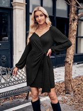 Load image into Gallery viewer, Asymmetrical Surplice Puff Sleeve Mini Dress
