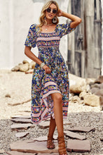 Load image into Gallery viewer, Bohemian Square Neck Short Sleeve Midi Dress
