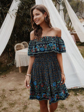 Load image into Gallery viewer, Bohemian Print Off-Shoulder Strapless Knee Length Dress
