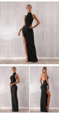 Load image into Gallery viewer, Adyce 2021 New Summer Black Bandage Dress Sexy Sleeveless Halter Hollow Out Maxi Club Dress Celebrity Evening Runway Party Dress
