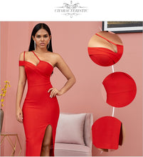 Load image into Gallery viewer, Adyce 2021 New Summer Red One Shoulder Bandage Dress Women Sexy Sleeveless Spaghetti Strap Club Celebrity Runway Party Dresses
