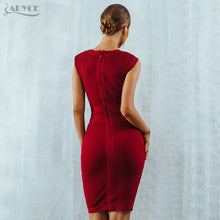 Load image into Gallery viewer, ADYCE New Women Summer Red Bodycon Bandage Dress Sexy V-Neck Short Sleeve Club Celebrity Runway Evening Party Dresses Vestidos
