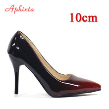 Load image into Gallery viewer, Aphixta 10cm Heels Women Pumps Shoes Pointed Toe Bling Gold Patent Leather Sexy Wedding Party Official Shoes Woman Big Size 48
