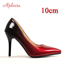 Load image into Gallery viewer, Aphixta 10cm Heels Women Pumps Shoes Pointed Toe Bling Gold Patent Leather Sexy Wedding Party Official Shoes Woman Big Size 48
