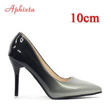 Load image into Gallery viewer, Aphixta 10cm Heels Women Pumps Shoes Pointed Toe Bling Gold Patent Leather Sexy Wedding Party Official Shoes Woman Big Size 48
