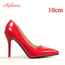 Load image into Gallery viewer, Aphixta 10cm Heels Women Pumps Shoes Pointed Toe Bling Gold Patent Leather Sexy Wedding Party Official Shoes Woman Big Size 48
