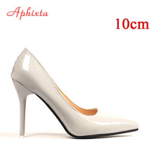 Load image into Gallery viewer, Aphixta 10cm Heels Women Pumps Shoes Pointed Toe Bling Gold Patent Leather Sexy Wedding Party Official Shoes Woman Big Size 48
