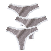 Load image into Gallery viewer, 3 Pcs/Set Women Panties G-String Underwear Fashion Thong Sexy Cotton Panties Ladies G-string Soft Lingerie Solid Low Rise Panty
