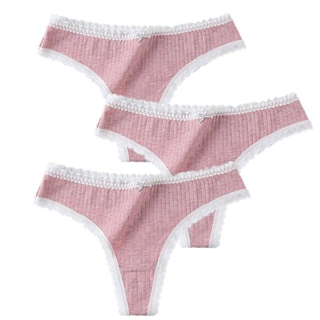 3 Pcs/Set Women Panties G-String Underwear Fashion Thong Sexy Cotton Panties Ladies G-string Soft Lingerie Solid Low Rise Panty