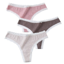 Load image into Gallery viewer, 3 Pcs/Set Women Panties G-String Underwear Fashion Thong Sexy Cotton Panties Ladies G-string Soft Lingerie Solid Low Rise Panty
