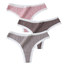 Load image into Gallery viewer, 3 Pcs/Set Women Panties G-String Underwear Fashion Thong Sexy Cotton Panties Ladies G-string Soft Lingerie Solid Low Rise Panty
