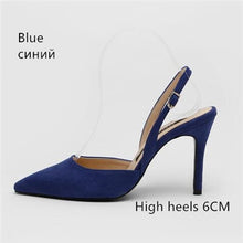 Load image into Gallery viewer, 8CM Women Shoes Middle Kitten Heels Slingback Dress Pumps Ladies Bow Knot Blue Black Red Court Christian Party Dance Shoes
