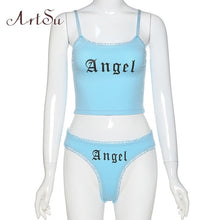 Load image into Gallery viewer, ArtSu Lovely Lace Angel 2 Pieces Sets Sexy Crop Top and Shorts Sets Underpants Two Piece Set Female Beach Outfit ASSU20328
