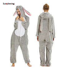 Load image into Gallery viewer, ALSAS Unicorn Pajama Nightie Adults Animal Rabbit Pajamas Flannel Stitch Cat Anime Onesies Women Sleepwear Jumpsuit
