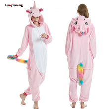 Load image into Gallery viewer, ALSAS Unicorn Pajama Nightie Adults Animal Rabbit Pajamas Flannel Stitch Cat Anime Onesies Women Sleepwear Jumpsuit
