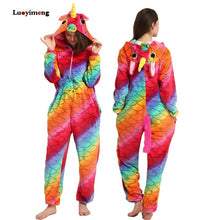 Load image into Gallery viewer, ALSAS Unicorn Pajama Nightie Adults Animal Rabbit Pajamas Flannel Stitch Cat Anime Onesies Women Sleepwear Jumpsuit
