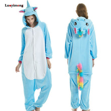 Load image into Gallery viewer, ALSAS Unicorn Pajama Nightie Adults Animal Rabbit Pajamas Flannel Stitch Cat Anime Onesies Women Sleepwear Jumpsuit
