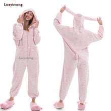 Load image into Gallery viewer, ALSAS Unicorn Pajama Nightie Adults Animal Rabbit Pajamas Flannel Stitch Cat Anime Onesies Women Sleepwear Jumpsuit
