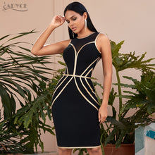 Load image into Gallery viewer, Adyce New Summer Black Lace Bodycon Bandage Dress Sexy Hollow Out Sleeveless Tank Club Celebrity Evening Party Dresses Vestidos
