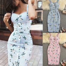 Load image into Gallery viewer, Bodycon Floral Sundress Summer Midi Dress
