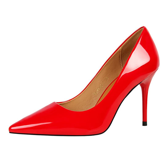 {D&Henlu} 2018 New Basic Women Pumps Sexy Pointed Toe Thin Heel High Heels Glossi Shoes Glitter stiletto Heels Brand Women Shoes