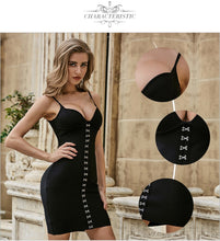 Load image into Gallery viewer, ADYCE New Summer Black Women&#39;s Bandage Dress Sexy Spaghetti Strap Sleeveless Celebrity Bodycon Runway Club Party Dress Vestidos
