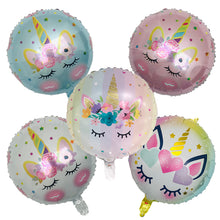 Load image into Gallery viewer, ALSAS 18 inch round unicorn balloon Aluminum foil helium balloons unicorn
