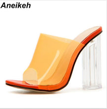 Load image into Gallery viewer, Aneikeh New Women Sandals PVC Jelly Crystal Heel Transparent Women Sexy Clear High Heels Summer Sandals Pumps Shoes Size 41 42
