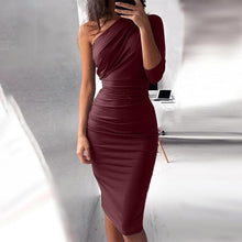 Load image into Gallery viewer, Bigsweety New Sexy One Shoulder Bodycon Party Dresses Elegant Women Casual Midi Sheath Slim Bodycon Dress Package Hip Midi Dress
