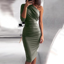 Load image into Gallery viewer, Bigsweety New Sexy One Shoulder Bodycon Party Dresses Elegant Women Casual Midi Sheath Slim Bodycon Dress Package Hip Midi Dress
