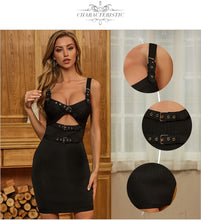 Load image into Gallery viewer, Adyce New Summer Black Bodycon Bandage Dress Women Sexy Hollow Out Sleeveless Spaghetti Strap Celebrity Runway Party Club Dress
