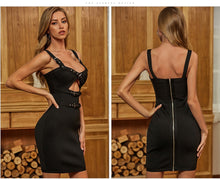 Load image into Gallery viewer, Adyce New Summer Black Bodycon Bandage Dress Women Sexy Hollow Out Sleeveless Spaghetti Strap Celebrity Runway Party Club Dress
