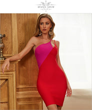 Load image into Gallery viewer, Adyce New Summer Red One Shoulder Bandage Dress Women Sexy Strapless Bodycon Celebrity Runway Nightout Club Party Dress Vestidos
