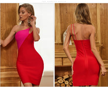 Load image into Gallery viewer, Adyce New Summer Red One Shoulder Bandage Dress Women Sexy Strapless Bodycon Celebrity Runway Nightout Club Party Dress Vestidos
