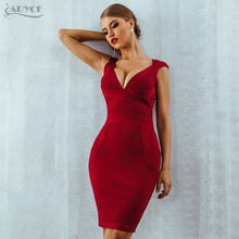 Load image into Gallery viewer, ADYCE New Women Summer Red Bodycon Bandage Dress Sexy V-Neck Short Sleeve Club Celebrity Runway Evening Party Dresses Vestidos
