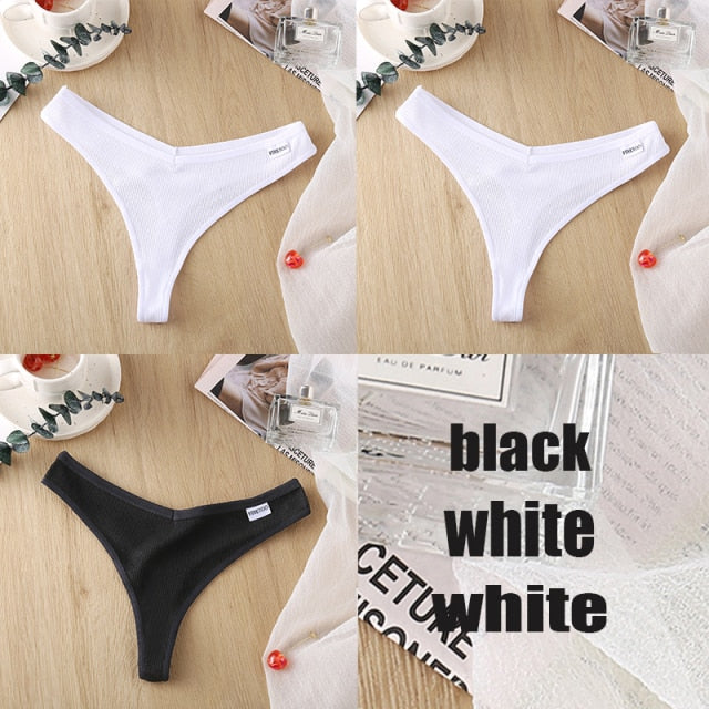 3PCS/Set Women's Panties G-string Thong Cotton Underwear Sexy Panties Female Underpants 6 Solid Color Pantys Intimates Lingerie