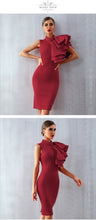 Load image into Gallery viewer, Adyce 2021 New Summer Women Wine Red Celebrity Evening Runway Party Dress Sexy Sleeveless Ruffles Bodycon Midi Night Club Dress
