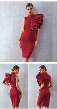 Load image into Gallery viewer, Adyce 2021 New Summer Women Wine Red Celebrity Evening Runway Party Dress Sexy Sleeveless Ruffles Bodycon Midi Night Club Dress
