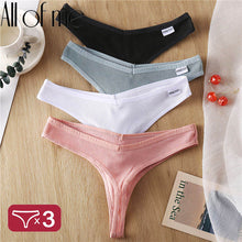 Load image into Gallery viewer, 3PCS/Set Women&#39;s Panties G-string Thong Cotton Underwear Sexy Panties Female Underpants 6 Solid Color Pantys Intimates Lingerie
