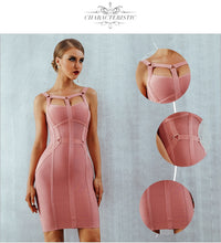 Load image into Gallery viewer, Adyce 2021 New Summer Pink Women Bandage Dress Sexy Spaghetti Strap Hollow Out Mini Celebrity Evening Party Club Bodycon Dresses
