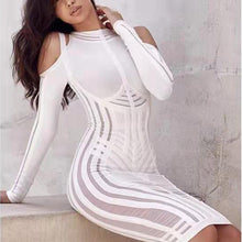 Load image into Gallery viewer, 2021 Autumn New Sexy Women&#39;S Bandage Dress Long-Sleeved Mesh Stitching Bodycon Dress Club Celebrity Evening Party Vestidos
