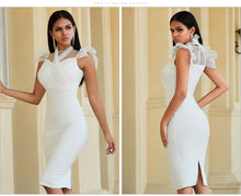 Load image into Gallery viewer, Adyce 2021 New Summer White Ruffles Lace Bandage Dress Women Sexy Sleeveless Bodycon Club Celebrity Evening Party Dress Vestidos
